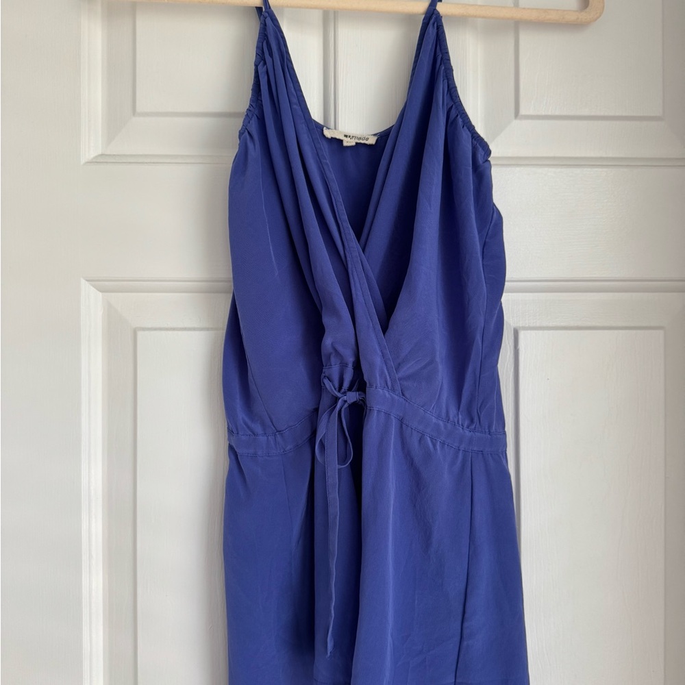 Purple silk sleeveless wrap tank